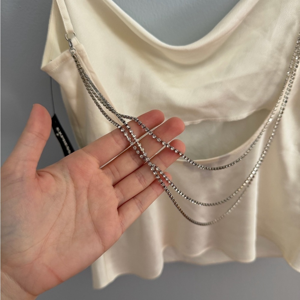 Express Cream Tank Top Open Back - Picture 4 of 5